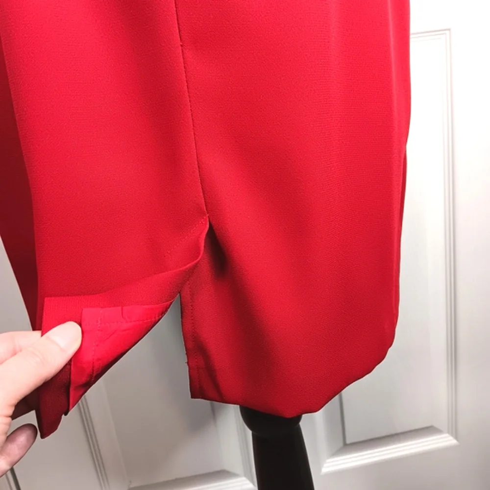 Petite Sophisticate Red Formal Midi Dress Size 8 With Bolero Jacket Wedding - Picture 13 of 16